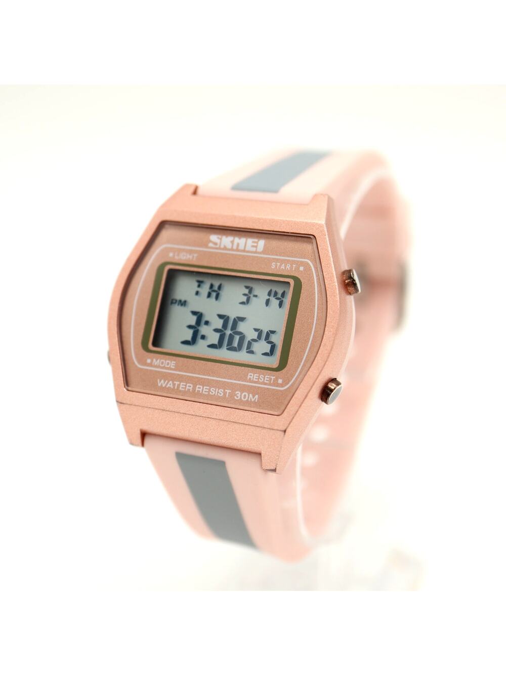 SKMEI Womens Rose Gold Tone 35mm Digital Sport Watch Alarm Chrono w New Battery